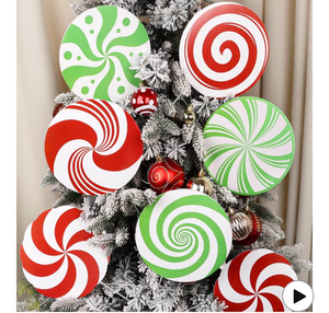 lot 2628 image: DERAYEE Large Red and Green Candy Christmas Decorations Tree Picks, 12PCS Cute Candy Cane Peppermint Lollipop Christmas Ornaments for Indoor Xmas Tree Winter New Year Party Vase Porch Decor (7.9 Inch) - Retail $0