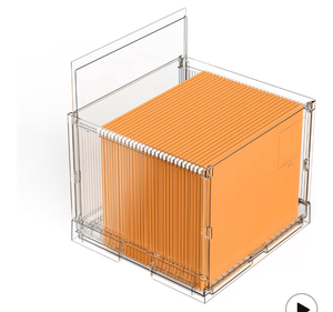 lot 2631 image: File Organizer Box with Lid,Hanging Filing Folder Organizer for Document Storage with Plastic Slide, Letter-size File Holder Filing Box for OfficeHomeDecor��1Pack�� - Retail $0