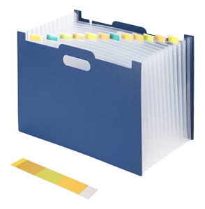 lot 2647 image: 13-Compartment Expanding File Folder - A4 Size, Horizontal Style, Blue, Waterproof - Retail $0