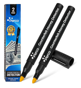 lot 2650 image: Perco Counterfeit Money Detector Pen (2 Pack) - Easy to Use and Reliable Universal Currency Fake Bill Checker for Personal & Commercial Use - Ensures Authenticity & Prevents Fraud - Retail $0