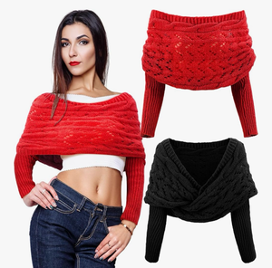 lot 2661 image: Geyoga 2 Pcs Scarf with Sleeves for Women Knitted Wrap Sweater Scarf with Sleeves Shrugs for Women Wrap Shawl - Retail $0