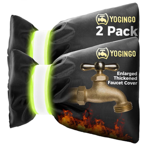 lot 2670 image: Outdoor Faucet Covers for Winter Freeze Protection, Hose Bib Covers for Winter, Water Spigot Cover Winter Insulated, 2 Pack 6.7 x 9.5 Pipe Wrap Insulation Cover Socks Outside Faucet Freeze Protector - Retail $0