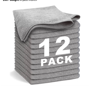 lot 2677 image: Gray Microfiber Cleaning Cloth 13x13, Ultra Soft Absorbent Microfiber Cleaning Rags for Housekeeping Cleaning Supplies, Lint Free Reusable Cleaning Cloths for House Washable, Pack of 12 - Retail $0