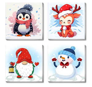 lot 2679 image: Canrichshop 4 Packs Paint by Numbers Kit for Kids with Frame,Christmas Framed Paint by Number for Kids Ages 4-8-12,Easy Paint by Number Beginners,DIY Acrylic Oil Painting Kits for Wall Decor 8X8in - Retail $0