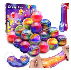 lot 2682 image: 28 Pack Galaxy Slime Eggs Easter Basket Stuffers Easter Eggs Toys for Kids Boys Girls Non-Sticky Stress Relief Fidget Toys Easter Gifts for Classroom Exchange Slime Egg Ball Party Favors - Retail $0