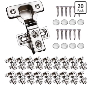lot 2689 image: 20 Pack Soft Close Cabinet Door Hinges for 12 Partial Overlay, 105 Degree Opening Angel, Stainless Concealed Kitchen Cabinet Hinges with Mounting Screws, Manual and Door Bumpers - Retail $0