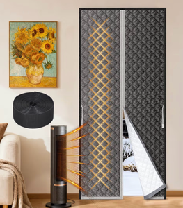 lot 2741 image: Upgrade Magnetic Insulated Door Curtain��Thermal Door Cover for Winter Made of Graphene and Cotton Fill Fit 36x82inch Door Screen Door Itself Size 38x84inch Curtains, Insulated Door Curtain for Doors - Retail $0