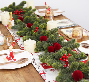 lot 2745 image: SY Super Bang 6FT Christmas Garland, Artificial Green Garland Christmas Decorations with Velvet Ball Red Berry Exquisite Ornaments, for Indoor Outdoor Home Table Fireplace Xmas Party Holiday Decor. - Retail $0