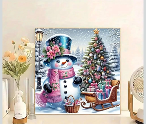 lot 2747 image: JFYHAB Christmas Diamond Painting Kits for Adults-Snowman Diamond Art Kits for Adults,5D Diamond Painting Christmas Tree, DIY Full Drill Diamond Painting Beach Ocean Gem Art and Crafts 12x12 inch - Retail $0