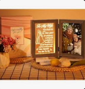 lot 2752 image: Christmas Gifts for Wife from Husband - Wife Gifts Picture Frame 5x7 with Night Light, Wedding Anniversary Birthday Gift for Women Wifey Ideas Valentines Day I Love You Gift for Her Romantic to Wifey - Retail $0