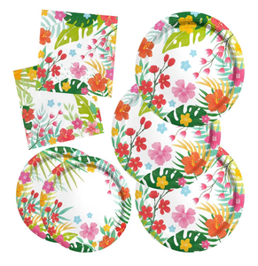lot 2768 image: Gatherfun Tropical Luau Party Supplies Kit for 20 - Aloha Hawaiian Party Decorations with Disposable Paper Plates and Napkins  BBQs & Summer party - Retail $0