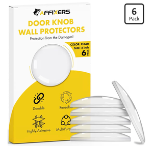 lot 2776 image: Clear Door Stoppers for Wall �� Self Adhesive Door Knob Wall Protector, Door Slam Stopper, Door Handle Bumper Guard (Medium -2 (6 Pack)) - Retail $0