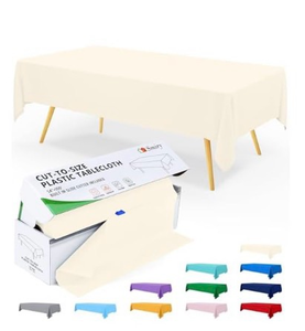 lot 2802 image: Smiry 54 Inch x 300 Feet Disposable Table Cover Roll, Beige Plastic Table Cloth in Cut-to-Size Box with Slide Cutter, Waterproof Rectangle Tablecloths for Weddings, Banquets, Outdoor BEIGE - Retail $0