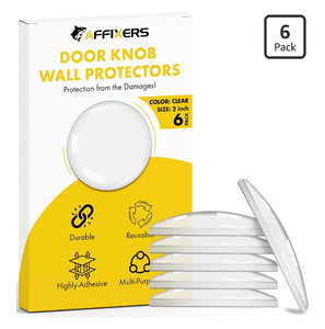 lot 2807 image: Clear Door Stoppers for Wall �� Self Adhesive Door Knob Wall Protector, Door Slam Stopper, Door Handle Bumper Guard (Medium -2 (6 Pack)) - Retail $0