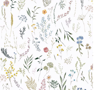 lot 2809 image: Dimoon 393x16.1 Floral Peel and Stick Wallpaper White Contact Paper Thicken Wallpaper Delicate Flower Waterproof Green Leaf White Self Adhesive Removable Wall Paper Shelf Liner Decal Vinyl Roll - Retail $0