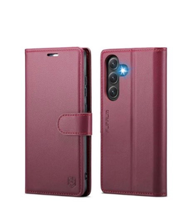 lot 2822 image: FLIPALM Wallet Case for Samsung Galaxy S24 Fe, RFID Blocking Credit Card Holder, PU Leather Folio Flip Kickstand Protective Shockproof Cover for S24 Fe (Red, for S24 Fe - 6.4) - Retail $0