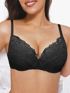 lot 2827 image: Popilush Minimizer Bras for Women Full Coverage Lace Push Up Plus Size Underwire Bra with Support - Retail $0