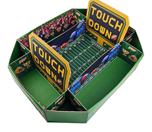 lot 2828 image: Football Party Decorations - Super Game Bowl Party Decorations 2026 - Football Food Tray Set  Stadium Snack Display Tray for Football Party Supplies Favors Decorations - Game Day Themed Birthday Food Plates Decor - Retail $0