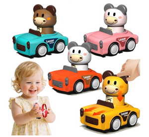 lot 2830 image: Press to Go Car Toys for Toddlers 1-3, Animal Baby Car Toys for 1-2 Years Old Boy Girl,1st Birthday Gift for One Year Old Boys,Infant Play Vehicle Set for 6-9-12-18 Month - Retail $0