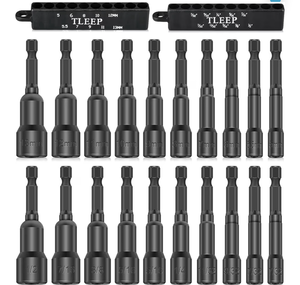 lot 2835 image: 20 x 65MM Magnetic Power Nut Driver Set for Impact Drill, 14 Hex Head Drill Bit Set SAE & Metric Screwdriver Socket Set, Chrome Vanadium Steel Quick Change Chuck Socket Wrench Nut Setters - Retail $0