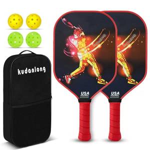 lot 2836 image: KUDANLONG USAPA Approved Pickleball Paddles Set of 2 - Hybrid Carbon-Glass Fiber 2-Pack Rackets, 16mm Honeycomb Core Complete Pickle Ball Set with IndoorOutdoor Balls & Carry Bag, Unisex Design - Retail $30