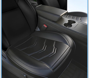 lot 2858 image: 2 Packs Leather Car Front Seat Cover Fit for Tesla Model Y 2020-2024 & Model 3 2017-2024 HighlandJuniper Interior Accessories, Non-Slip All Season Car Bottom Seat Protector Cushion (Black) - Retail $0