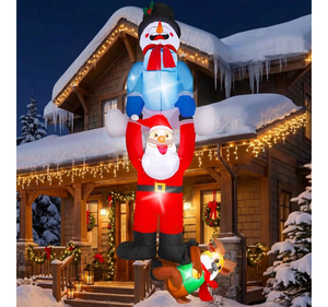 lot 2876 image: Capoda 8FT Christmas Inflatable Decoration Snowman Pulling Climbing Santa and Falling Reindeer Outdoor Hanging Decor Blowups Christmas Yard Decoration for Garden Beam Roof Xmas Holiday Party Decor - Retail $0