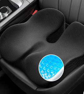 lot 2878 image: ZIKEE Car Seat Cushion for Driving with Cooling Gel, Ergonomic Memory Foam Seat Cushion for Car Provides Sciatica, Back, Tailbone Pain Relief and Intimate Ventilation, Anti-Slip & Breathable Cover - Retail $0