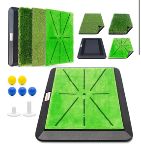 lot 2881 image: Golf Hitting Mats Training Equipment, Golf Practice Mat with Instant Swing Path Feedback, 3 Replaceable Golf Training Mats with No-Slip Heavy Duty Rubber Base - Retail $0