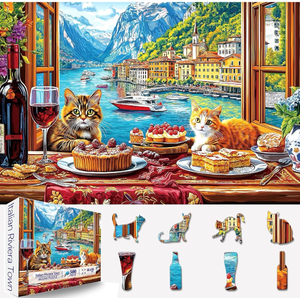lot 2882 image: Spring Cat Gathering 500 Piece Puzzles for Adults, Challenging Art Special Shaped Jigsaw Puzzle for Gifts Party Games Family Fun, 23 X 15 Dust Free Puzzles - Retail $0