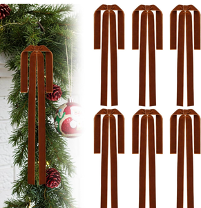 lot 2884 image: TONIFUL Brown Velvet Bows 16x24 Inch - 6 Pack Christmas Bows for Tree, Wreath, Gift Wrapping, Floral Bouquet, Staircase, Fireplace, Table Decor, Front Door, Wedding, Chirstmas, Home&Party Decor - Retail $0