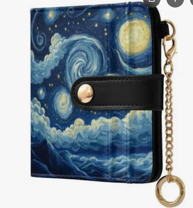 lot 2886 image: ZAXMEY Credit Card Holder RFID Wallet for Women, Small Leather Card Organizer Case with Zipper and Keychain, Stargazer - Retail $0