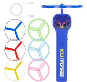 lot 2892 image: Rechargeable Disc Launcher with 6 Flying Spinners for Outdoor Activities Game White Elephant Gift Fidget Toys (Blue) - Retail $0