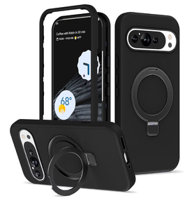 lot 2905 image: SKYLMW for Google Pixel 9 Pro XL Case with Invisible Magnetic Ring Stand, Compatible with Mag-Safe, 3 in 1 Full Body Protection Pixel 9 Pro XL Phone Case for Women Men, Black - Retail $0
