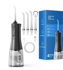 lot 2914 image: Water Dental Flosser Pick for Teeth Cleaning and Flossing with 3 Mode from 30-100 Psi, Ipx7 Waterproof Portable Rechargeable Cordless Oral Irrigator for Adults Braces and Dental Care Home Travel - Retail $0