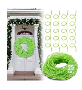 lot 2919 image: Arrowbash 25 Yards Christmas Mesh Tubing for Crafts Lime Green Deco Mesh Tubing for Wreath 8 mm Metallic Foil Poly Tube Flexible Metallic Foil Ribbons for DIY, Gift Wraps, Christmas Tree Decor - Retail $0
