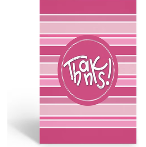 lot 2938 image: Stonehouse Collection  Pink and White Striped Thank You Note Card  10 Note Cards To Say Thanks and Envelopes  USA Made (Pink and White Thanks) - Retail $0