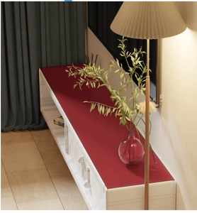 lot 2947 image: Leather Table Cover,1.8mm Thick,12x84 Inch Desk Cover,Dresser Cover Top,Dresser Protector Top,Dresser Cover,End Table Cover.(BlackWine Red,12x84) - Retail $0