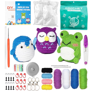 lot 2951 image: Animals Crochet Kit for Beginners �� Set of 3 Easy-to-Use Knitting Kit for Adults with Yarns, Tools & Instructions for Creating Handmade Gifts, Nice for Stress Relief, Great as Mothers Day Gift for Mom - Retail $0