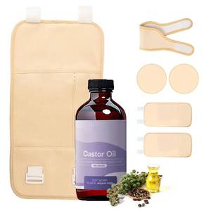 lot 2962 image: Castor Oil Pack Wrap Kit - Reusable Organic Cotton Flannel, Liver Support, Digestion Aid, Muscle Relaxation & Detox, for Traditional Self-Care and Wellness Rituals - Retail $30