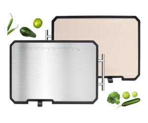 lot 2967 image: KASURE 100% Pure Titanium Cutting board & Wheat Straw PP Cutting boards Double Sided for Meat Vegetables Medical & Food Grade Chopping Board Non Toxic Easy to clean for Kitchen Gift - Retail $0