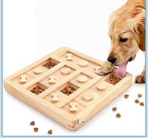 lot 2969 image: LOOBANI Dog Puzzle Toys Wooden - Interactive Toys for Boredom, IQ Training and Mental Brain Stimulation, Treat Dispensing and Entertainment ToysFood Slow Feeder for Small to Large Dogs - Retail $0