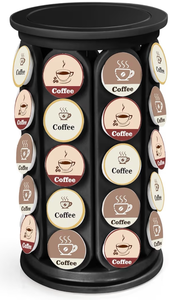 lot 2981 image: K Cup Holder, Coffee Pod Storage Carousel Holder Organizer Compatible with 40 Keurig Kcup Pods, New Modern Design for Home or Office Kitchen Counter Organizer (Black) - Retail $0