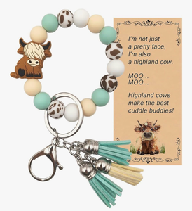 lot 2984 image: SHINYHARBOR Silicone Beaded Keychain Wristlet Bracelet,Key Wrist Jesus Cross Keychains for Women Girls - Retail $0