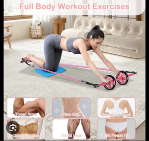 lot 2985 image: Pilates bar kit Multiple Fitness bar with Resistance Bands, Ab Rollers.Core Strength Training Equipment. Squat Machine for Men and Women.Portable Home Gym Pilates bar kit for Full Body Training Women - Retail $0