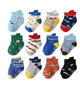 lot 2996 image: Aroveea Toddler Socks Non Slip Grip Cute Cotton Baby Socks 12 Pack for Toddler Boys Girls Kids - Retail $0