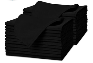 lot 3004 image: Avalon Kitchen Black Cloth Napkins Bulk (Pack of 24) - 100% Polyester Dinner Linen Napkins Cloth Washable & Reusable - Durable with Hemmed Edges - Ideal for Parties and Weddings (17x17 Inches) - Retail $0