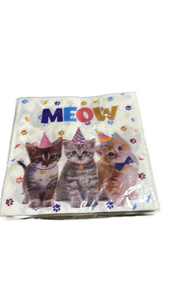 lot 3005 image: Cat Birthday Party Napkins with Kitten Design - Retail $3