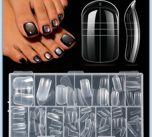 lot 3014 image: Dual Toe Forms - Poly Extension Gel Toenail 150pcs Reusable Full Cover Dual Nail Forms for Builder Toenails Nail Molds for Manicure DIY at Home - Retail $0