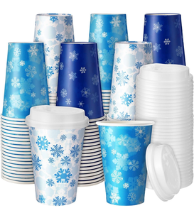lot 3024 image: Jingmore 120 Pcs Disposable Snowflake Coffee Cups with Lids Winter Coffee Cups Bulk Insulated Drinking Tea Paper Drinkware for Winter Holiday Travel Home Party Supplies (12 oz) - Retail $0